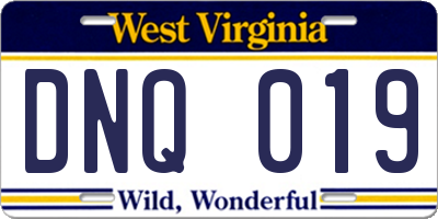 WV license plate DNQ019
