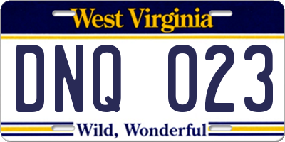 WV license plate DNQ023