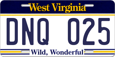 WV license plate DNQ025