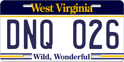 WV license plate DNQ026