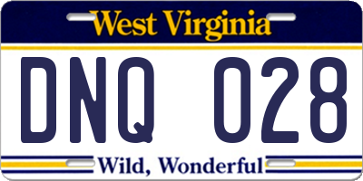 WV license plate DNQ028