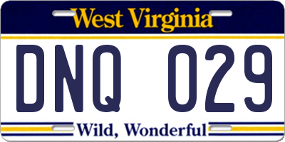 WV license plate DNQ029