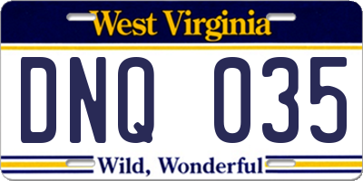 WV license plate DNQ035