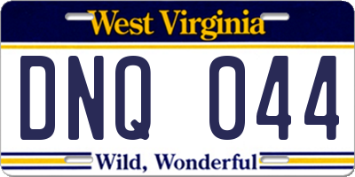 WV license plate DNQ044