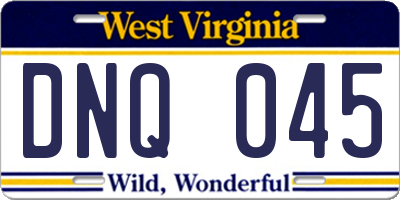 WV license plate DNQ045