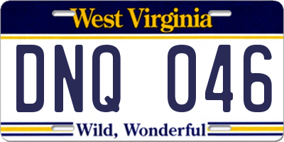 WV license plate DNQ046