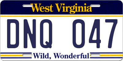WV license plate DNQ047