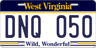 WV license plate DNQ050