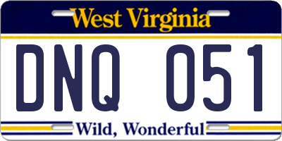 WV license plate DNQ051