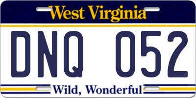 WV license plate DNQ052