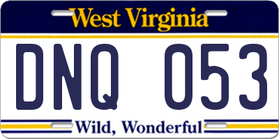 WV license plate DNQ053