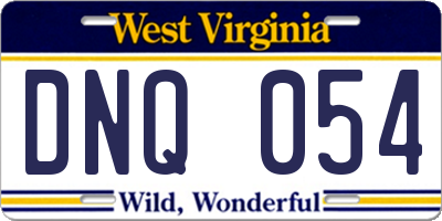 WV license plate DNQ054
