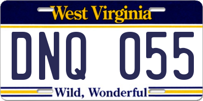 WV license plate DNQ055
