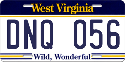 WV license plate DNQ056