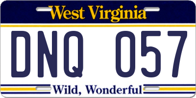 WV license plate DNQ057
