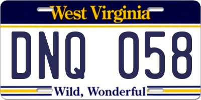 WV license plate DNQ058