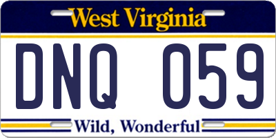 WV license plate DNQ059