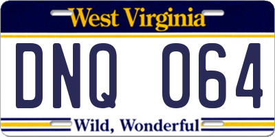 WV license plate DNQ064