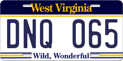 WV license plate DNQ065