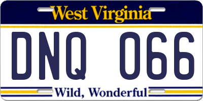 WV license plate DNQ066