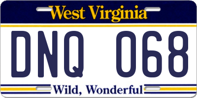WV license plate DNQ068