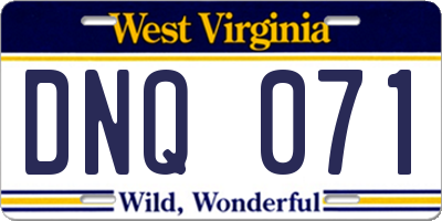 WV license plate DNQ071