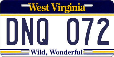WV license plate DNQ072