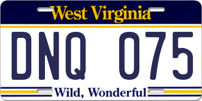 WV license plate DNQ075