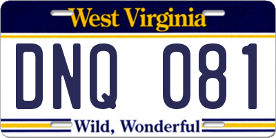 WV license plate DNQ081