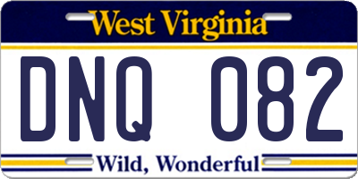 WV license plate DNQ082