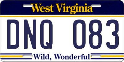 WV license plate DNQ083