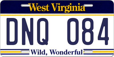 WV license plate DNQ084
