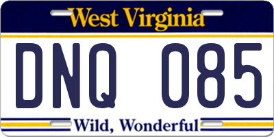 WV license plate DNQ085