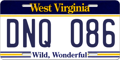 WV license plate DNQ086