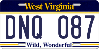 WV license plate DNQ087