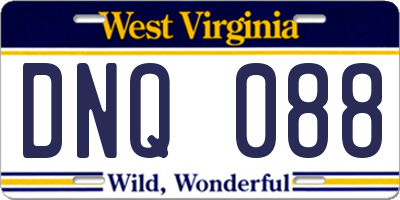 WV license plate DNQ088