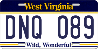 WV license plate DNQ089