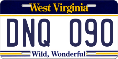 WV license plate DNQ090