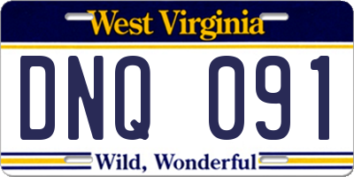 WV license plate DNQ091