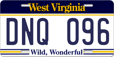 WV license plate DNQ096