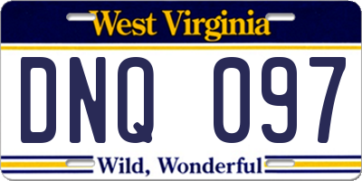 WV license plate DNQ097
