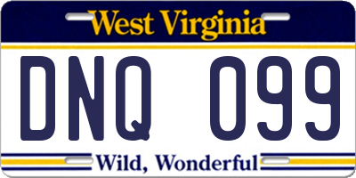 WV license plate DNQ099