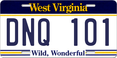 WV license plate DNQ101