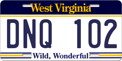 WV license plate DNQ102