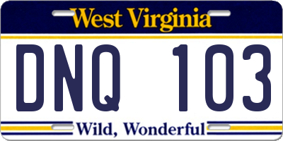 WV license plate DNQ103