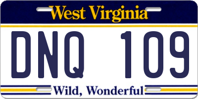 WV license plate DNQ109