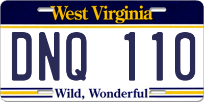 WV license plate DNQ110