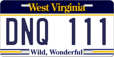 WV license plate DNQ111