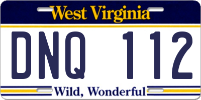 WV license plate DNQ112