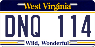 WV license plate DNQ114